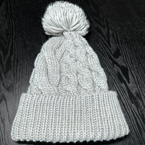 Michael Kors Beanie - Cable Knit Hat w/ Pom-Pom - Gray - Picture 2 of 6